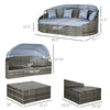 Convertible Rattan Daybed Sectional, Light Grey