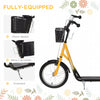 Youth Scooter, Kick Scooter with Adjustable Handlebars, Double Brakes, 16" Inflatable Rubber Tires, Basket, Cupholder, Mudguard Ages 5-12 years old, Orange