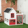 51" Chicken Coop, Wooden Hen Run House, Quail hutch with Nesting Box, Slide-out Tray, Asphalt Roof, Storage Compartment, White