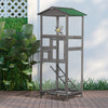 65" Wooden Bird Cages Outdoor Finches Aviary Birdcage with Pull Out Tray 2 Doors, Grey