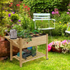 Natural Color, Raised Garden Bed Planter Box w/ 8 Grow Grids, Storage Shelf & Lockable Wheels
