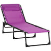 Outdoor Folding Chaise Lounge Chair Portable Lightweight Reclining Garden Sun Lounger with 4-Position Adjustable Backrest for Patio, Purple
