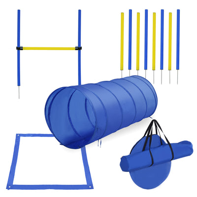 4PCS Obstacle Agility Dog Agility Equipment Blue and Yellow PE Jumps & Stop Box