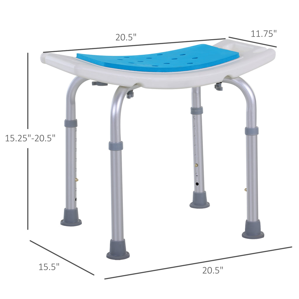 6-Level Adjustable Aluminum Bath Stool Spa Shower Chair Non-Slip Design For The Pregnant Old Injured w/ Shower Hole