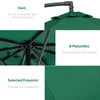 10' Cantilever Hanging Tilt Offset Patio Umbrella with UV & Water Fighting Material and a Sturdy Stand, Green