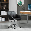 Mid-Back Office Chair PU Leather Swivel Task Armchair with Tub Shape Design for Living Room Home, Black