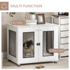 Dog Crate Furniture with Water-resistant Cushion, Dog Crate End Table with Double Doors, Indoor Pet Crate for Small Medium Dogs, White
