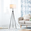 59.75" Floor Lamp Standing Lamp Fabric Lampshade E26 Lamp Holder Steel Tripod Living Room Black