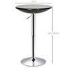 24.5" Round Bar Table Metal Base Tall Bistro Pub Table Adjustable Counter Height, Black/Silver