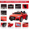 6V Audi TT RS Kids Licensed Ride On Car Toy Battery Powered High/Low Speed with Headlight Music and Remote Control - Red