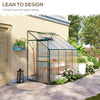 Walk-In Garden Greenhouse Aluminum Polycarbonate with Roof Vent for Plants Herbs Vegetables 8' x 4' x 7' Green