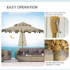 9' Patio Umbrella with Push Button Tilt and Crank, Double Top Ruffled Outdoor Market Table Umbrella with 8 Ribs, for Garden, Deck, Pool, Brown