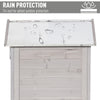 Wooden Garden Cabinet Backyard 4-Tier Storage Shed 3 Shelves Lockable Organizer with Handle Tin Roof Magnetic Latch Foot Pad Light Grey