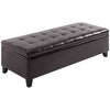 Large 51" Tufted Faux Leather Ottoman Storage Bench for Living Room, Entryway, or Bedroom, Dark Brown