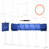 6PCs Portable Dog Agility Training Equipment, Pet Agility Training Set with Adjustable Height Jump Ring, Weave Poles, Square Pause Box, Whistle