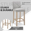 Modern Bar Stools Set of 2, Upholstered Barstools Kitchen Island Chair with Build-In Footrest, Solid Wood Legs, Beige