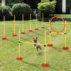 3PCs Portable Pet Agility Training Equipment for Dogs w/ Adjustable Weave Pole, Jumping Ring, Adjustable High Jump