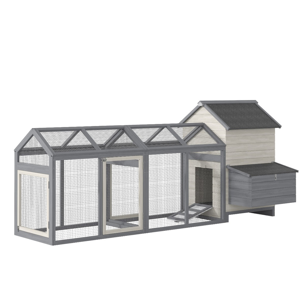 100" Chicken Coop Wooden Chicken House Large Rabbit Hutch Poultry Cage Hen Pen Backyard with Double Run, Nesting Box