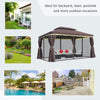 10' x 13' Patio Gazebo, 2-Tier Polyester Roof, Vented Canopy, Mesh, Portable Aluminum Frame for Outdoor, Coffee