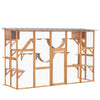 Outdoor Cat House, Wooden Catio, Cat Window Box Outside Enclosure with Weather Protection Roof, Multiple Platforms, Resting Condos, Ramps, Soft Ladders, Scratching Posts, Enter Door