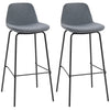 29.5" Seat Height Bar Stools Set of 2, Upholstered Bar Chairs, Armless Barstools with Back, Steel Legs, Grey