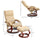 Recliner Chair with Ottoman, Electric Faux Leather Recliner with 10 Vibration Points and 5 Massage Mode, Reclining Chair with Remote Control, Swivel Wood Base and Side Pocket, Beige