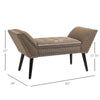 Modern Button Tufted Sitting Bench/Accent Fabric Upholstered Ottoman for Bedroom or Living Room  Brown