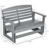 2-Person Outdoor Glider Bench Patio Double Swing Rocking Chair Loveseat w/ Slatted HDPE Frame for Backyard Garden Porch, Light Gray