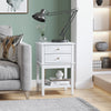 Modern Sofa Side Table with 2 Storage Drawers, End Table with Bottom Shelf for Living Room, Bedroom, White