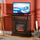 Electric Fireplace TV Stand for TV's up to 40" Flat Screen, Living Room Media Entertainment Console with Storage, Brown