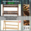 23.75" x 14.25" x 36.75" 3-Level Rustic Wooden Folding Plant Stand with Slat Bottom & Elevated Vertical Design