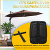 Cantilever Offset Umbrella Base Portable Square Parasol Weights with Wheels, Water and Sand Filled, Up to 165 lbs, Black