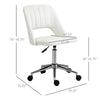 Modern Mid Back Office Chair with Velvet Fabric, Swivel Computer Armless Desk Chair with Hollow Back Design for Home Office, Cream White