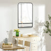 34" x 21" Square Modern Wall Mirror with Storage Shelf, Mirrors for Wall in Living Room, Bedroom, Black