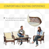 4 PCS Wicker Patio Furniture w/ Two Tier Tea Table & Cushions Outdoor All Weather Conversation Furniture for Backyard Garden