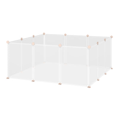 Pet Playpen DIY Small Animal Cage Open Enclosure Portable Plastic Fence 12 Panels for Bunny Chinchilla Guinea Pig White