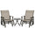 3-Piece Gliding Chair & Tea Table Set, Outdoor 2 Rocker Seats with Steel Frame, Tempered Glass Tabletop, Garden Patio Furniture, Grey