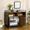 Hidden Cat Litter Box Enclosure with Scratching Pad, Cat Washroom Storage Bench Side End Table with Double Doors, Brown