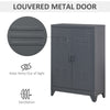 Industrial Style Steel Storage Cabinet, Metal Storage Organizer with 2-Tier Adjustable Shelves for Living Room or Home Office, Grey