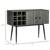 Buffet Cabinet, Sideboard Storage Cabinet with 9-Bottle Wine Rack and Adjustable Shelf for Home Bar, Distressed Grey