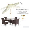 9' Patio Umbrella with Push Button Tilt and Crank, Double Top Ruffled Outdoor Market Table Umbrella with 8 Ribs, for Garden, Deck, Pool, Cream White