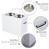 Raised Pet Feeding Storage Station with 2 Stainless Steel Bowls Base for Large Dogs and Other Large Pets  White