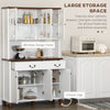 Kitchen Buffet with Hutch 6 Door 2 Drawer Adjustable Shelves, White