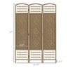 3 Panel Folding Room Divider Portable Privacy Screen Wave Fiber Room Partition for Home Office Natural