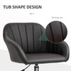 Mid-Back Office Chair PU Leather Swivel Task Armchair with Tub Shape Design for Living Room Home, Brown