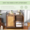 Hidden Litter Box Enclosure with Adjustable Partition, Hidden Cat Furniture with Cushion, Indoor Cat Washroom with Rattan Decoration, Double-door End Table Cabinet, Walnut