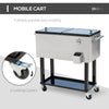80 QT Rolling Cooling Bins Ice Chest on Wheels Outdoor Stand Up Drink Cooler Cart for Party, Stainless Steel
