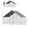 Large Metal Chicken Coop, Walk-in Poultry Cage Galvanized Hen Playpen House with Cover and Lockable Door for Outdoor, 10' x 6.5' x 6.5', Silver