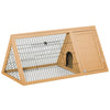 46" x 24" Wooden A-Frame Outdoor Rabbit Cage Small Animal Hutch with Outside Run & Ventilating Wire, Yellow