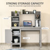 Farmhouse Computer Desk with Door Knob, Foot Pads and X-Frame, Home office Desk with Shelves, Desktop and Cabinet, Study Table, Light Grey